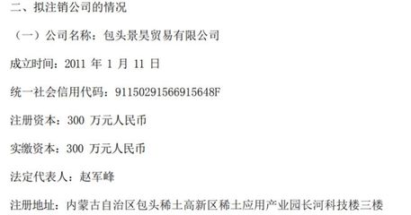 诚昊启元拟注销子公司包头景昊贸易